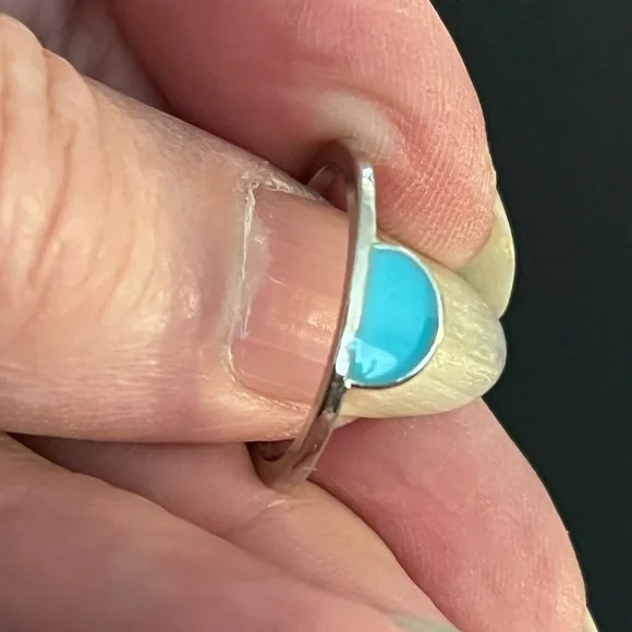 💖3/$10!!! Turquoise and silver dainty half circle ring. OS. - Picture 5 of 9